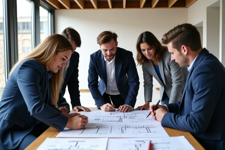 GamelithX Renovations team discussing blueprints