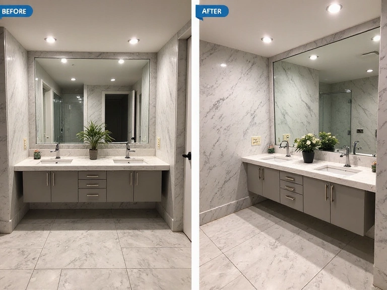 After image of a luxurious, modern bathroom