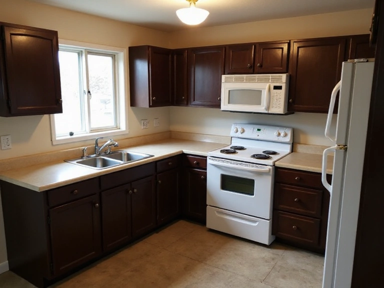Before image of a dated kitchen